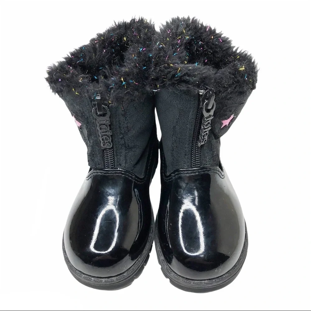 Totes Black Tinsel Faux Fur Boots